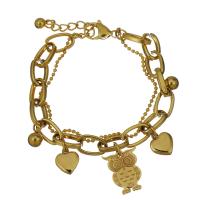 Stainless Steel Charm Bracelet, with 1Inch extender chain, gold color plated, for woman &  8mm,1.5mm Approx 7 Inch 