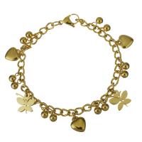 Stainless Steel Charm Bracelet, gold color plated, twist oval chain & for woman  5mm Approx 8 Inch 