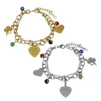 Stainless Steel Bracelet, with Resin, with 1.5Inch extender chain, plated, charm bracelet & evil eye pattern & for woman 6mm,2mm Approx 6.5 Inch 