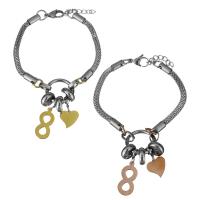 Stainless Steel Charm Bracelet, with 1Inch extender chain, plated, for woman 4.5mm Approx 8 Inch 