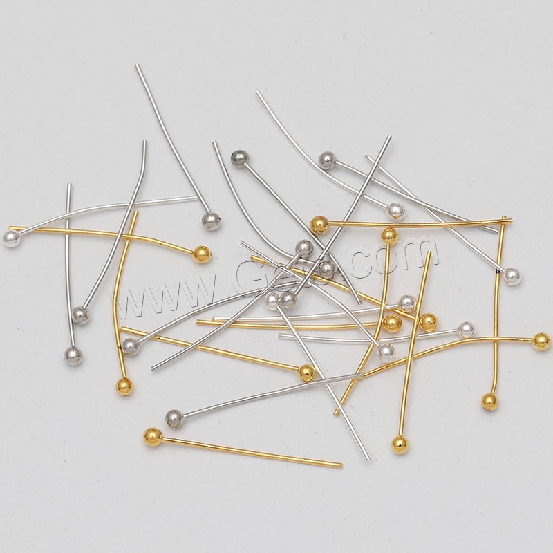 Brass Ball Head Pin, plated, different size for choice, more colors for choice, Approx 2000PCs/Bag, Sold By Bag