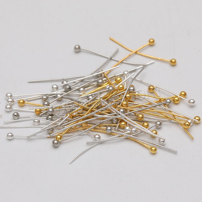Messing Ball Head Pin, plattiert, verschiedene Größen vorhanden, keine, ca. 2000PCs/Tasche, verkauft von Tasche