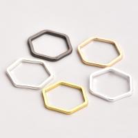 Brass Jewelry Finding, Hexagon, plated, hollow, Random Color, 12mm 