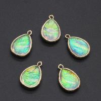 Artificial Opal Pendant, with Brass, Teardrop, gold color plated Approx 1.8mm 