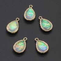 Artificial Opal Pendant, with Brass, Teardrop, gold color plated Approx 1.6mm [