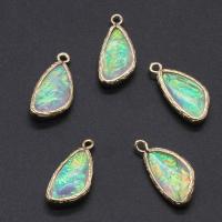 Artificial Opal Pendant, with Brass, gold color plated Approx 1.8mm 
