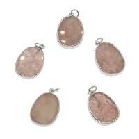 Strawberry Quartz Pendant, with Brass, silver color plated, fashion jewelry & DIY Approx 4mm 