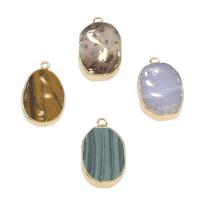 Gemstone Brass Pendants, with Brass, gold color plated Approx 2.5mm 