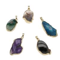Gemstone Brass Pendants, with Brass, gold color plated, DIY 23-51mm Approx 3.6mm 
