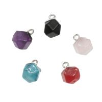 Gemstone Brass Pendants, with Brass, silver color plated Approx 1.7mm 