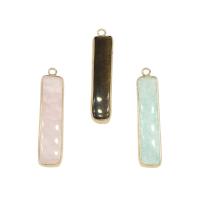 Gemstone Brass Pendants, with Brass, Rectangle, gold color plated Approx 2.4mm 