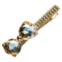 Alligator Hair Clip, Brass, with Crystal & Rhinestone, Bowknot, vintage & for woman 