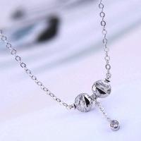 Brass Cubic Zirconia Necklace, with Cubic Zirconia, silver color plated, for woman, silver color 