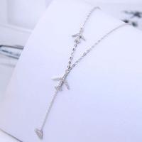 Cubic Zircon Micro Pave Brass Necklace, silver color plated, micro pave cubic zirconia & for woman, silver color 