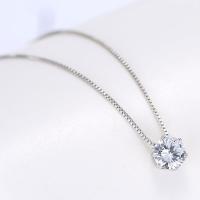 Brass Cubic Zirconia Necklace, with Cubic Zirconia, silver color plated, for woman, silver color, 400*8mm 