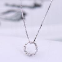 Cubic Zircon Micro Pave Brass Necklace, silver color plated, micro pave cubic zirconia & for woman, silver color, 400*11mm 