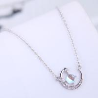 Cubic Zircon Micro Pave Brass Necklace, silver color plated, micro pave cubic zirconia & for woman, silver color, 400*13mm 