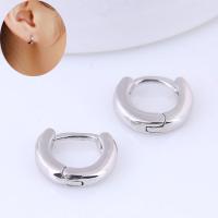 Brass Huggie Hoop Earring, silver color plated, for woman, silver color, 10mm 