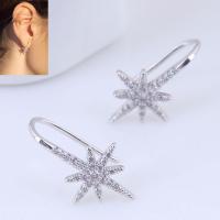 Cubic Zirconia Micro Pave Brass Earring, silver color plated, micro pave cubic zirconia & for woman, silver color, 23*14mm 