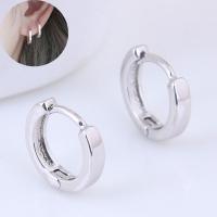 Brass Huggie Hoop Earring, silver color plated, for woman, silver color, 13mm 