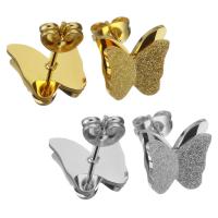 Edelstahl Stud Ohrring, Schmetterling, plattiert, für Frau & satiniert, keine, 11x10.5mm, verkauft von Paar
