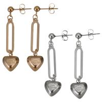 Stainless Steel Drop Earring, Heart, plated, for woman 43mm 