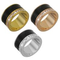Нержавеющая сталь Rhinestone палец кольцо, нержавеющая сталь, с канифоль, Другое покрытие, Мужская & со стразами, Много цветов для выбора, 10.5mm, размер:6, продается PC