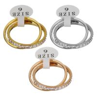 Нержавеющая сталь Rhinestone палец кольцо, нержавеющая сталь, с клей, Другое покрытие, Женский, Много цветов для выбора, 2.5mm, размер:6, продается PC