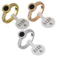 Нержавеющая сталь Rhinestone палец кольцо, нержавеющая сталь, с канифоль, Другое покрытие, Женский & со стразами, Много цветов для выбора, 8mm, размер:6, продается PC