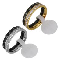 Нержавеющая сталь Rhinestone палец кольцо, нержавеющая сталь, Другое покрытие, ювелирные изделия моды & Мужская & со стразами, Много цветов для выбора, 5.5mm, размер:8, продается PC