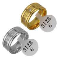 Нержавеющая сталь Rhinestone палец кольцо, нержавеющая сталь, Другое покрытие, ювелирные изделия моды & Мужская & со стразами, Много цветов для выбора, 8mm, размер:6, продается PC