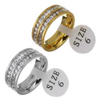 Rhinestone Stainless Steel Finger Ring, plated, fashion jewelry & Unisex & with rhinestone 7mm, US Ring 
