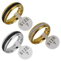 Нержавеющая сталь Rhinestone палец кольцо, нержавеющая сталь, с клей, Другое покрытие, ювелирные изделия моды & Мужская, Много цветов для выбора, 6mm, размер:7, продается PC