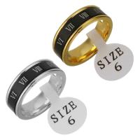 Stainless Steel Finger Ring, with Resin, plated, with roman number & Unisex 6mm, US Ring 