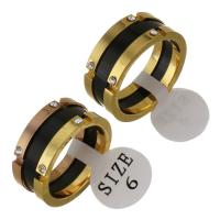 Нержавеющая сталь Rhinestone палец кольцо, нержавеющая сталь, Другое покрытие, Мужская & со стразами, Много цветов для выбора, 9mm, размер:9, продается PC
