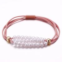 Ponytail Holder, Rubber Band, with Resin Pearl, fashion jewelry & for woman, pink mm 