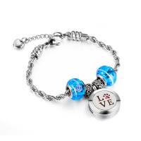 316L Stainless Steel Aromatherapy Bracelet, with Lampwork, French Rope Chain & Unisex 20mm Approx 8.6 Inch 