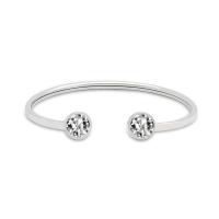 Stainless Steel Cuff Bangle, Unisex & with rhinestone 3mm, Inner Approx 60mm 