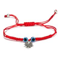 Cotton Thread Bracelet, with Glass Beads & Zinc Alloy, Evil Eye & for woman Approx 7.08-11 Inch 
