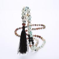 Fashion Sweater Chain Necklace, Gemstone, with Cotton Thread, Tassel & for woman, 80mm Approx 31.4 Inch 