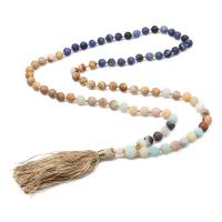 Fashion Sweater Chain Necklace, Gemstone, with Cotton Thread, Tassel & for woman, 80mm, 8mm Approx 32.2 Inch 