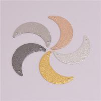 Brass Jewelry Pendants, Moon, plated, 1/1 loop & frosted, Random Color Approx 1.2mm 