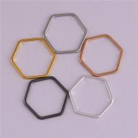 Brass Jewelry Finding, Hexagon, plated, hollow, Random Color, 16mm 