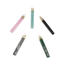 Gemstone Brass Pendants, with Brass, Rectangle, gold color plated Approx 2.6mm 