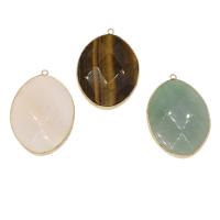 Gemstone Brass Pendants, with Brass, gold color plated Approx 2.3mm 