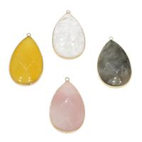 Gemstone Brass Pendants, with Brass, Teardrop, gold color plated Approx 2.3mm 