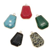Gemstone Brass Pendants, with Brass, gold color plated Approx 2.4mm 