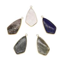 Gemstone Brass Pendants, with Brass, gold color plated Approx 2.3mm 