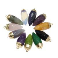 Gemstone Brass Pendants, with Brass, gold color plated Approx 1.9mm 