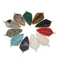 Gemstone Brass Pendants, with Brass, gold color plated - Approx 2.5mm 